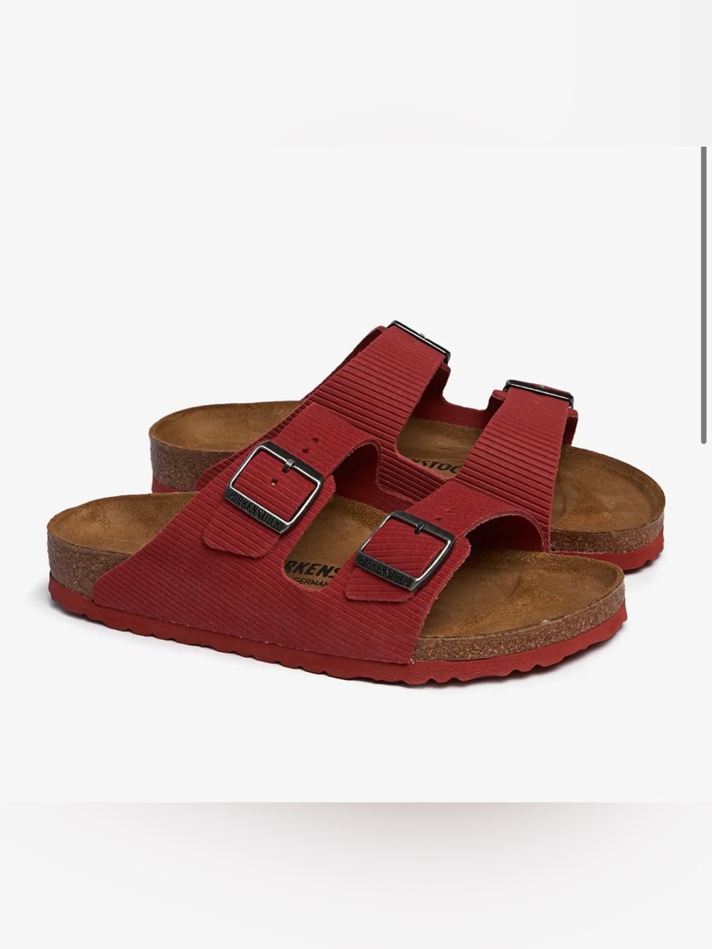 Birkenstock corduroy Arizona Double-Strap Sandal in Red $165 guc size 37 / 6